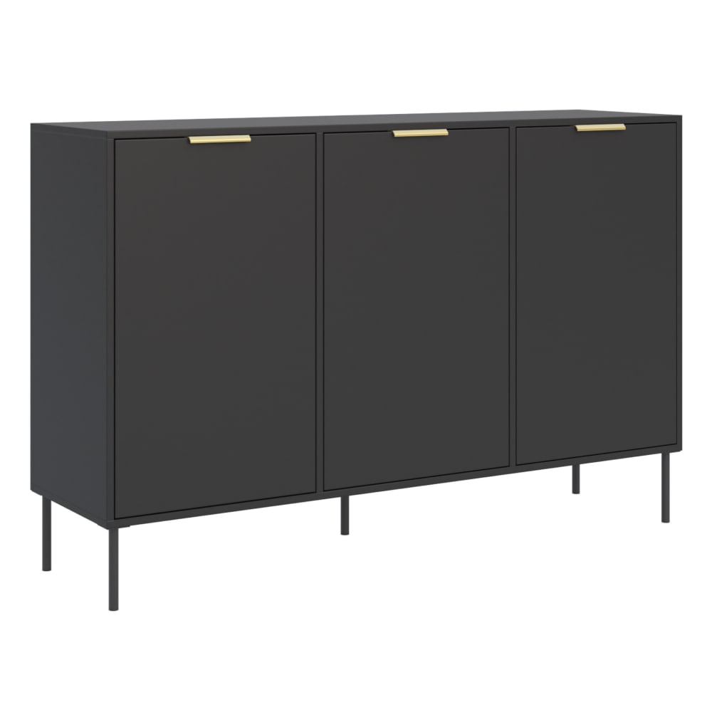 Selsey Sideboard 3-türig, Schwarz, 150 cm style modern Schwarz Spanplatte