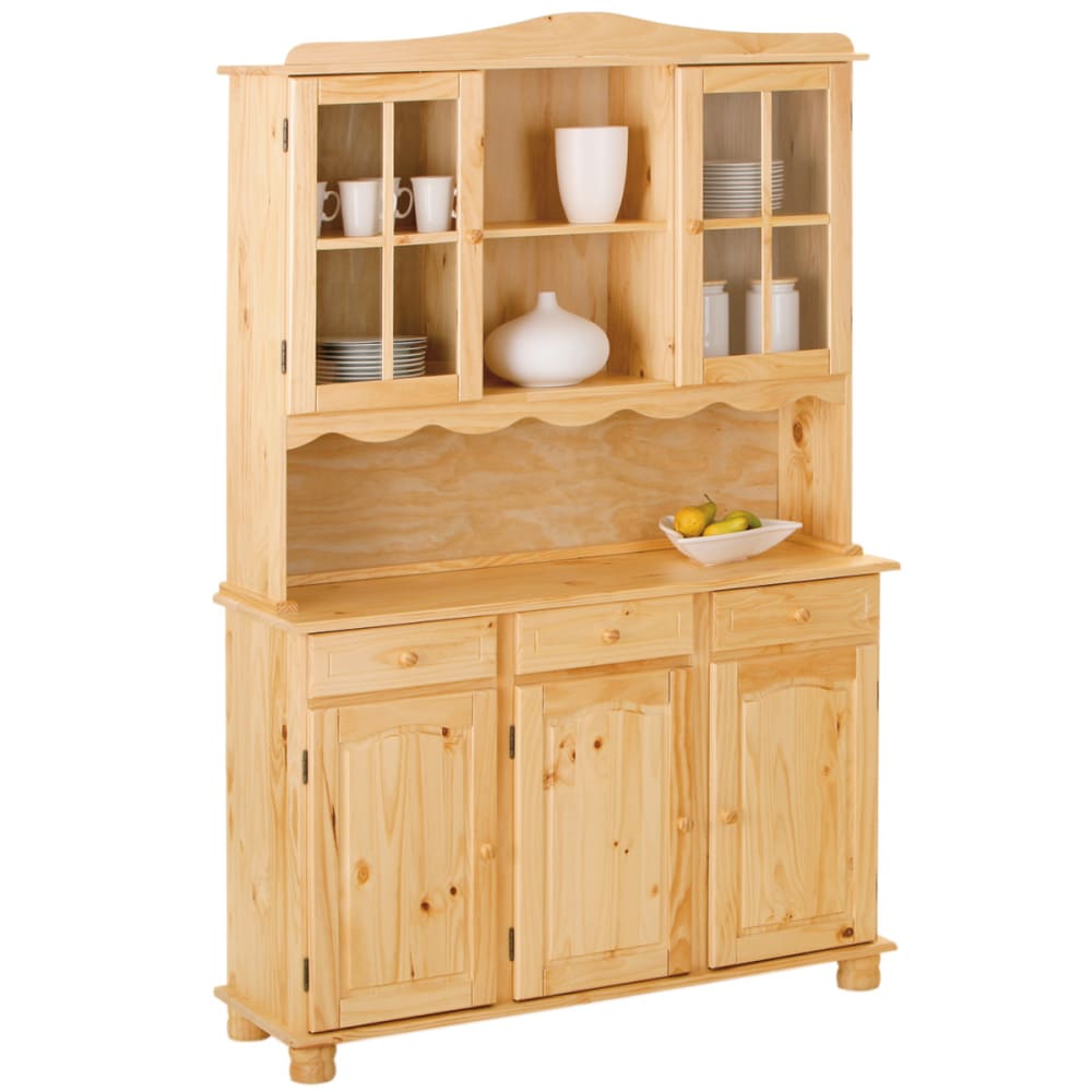 Buffet  vaisselier 5 portes 3 tiroirs bois massif