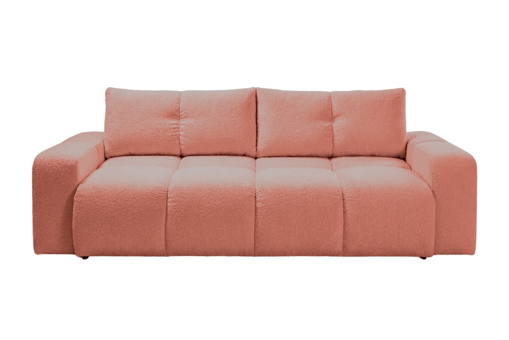 Canapé droit convertible tissu chenille 3 places terracotta
