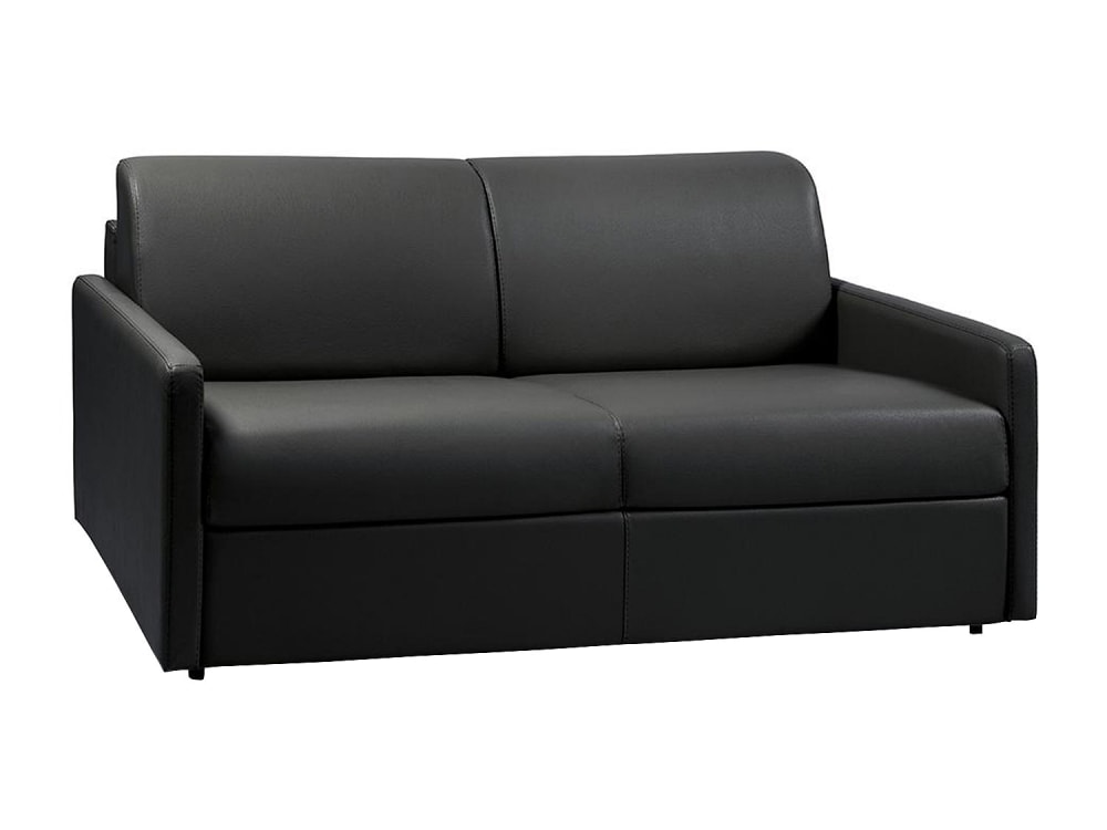 Canapé convertible simili 3 places noir} Canapé convertible simili 3 places noir}