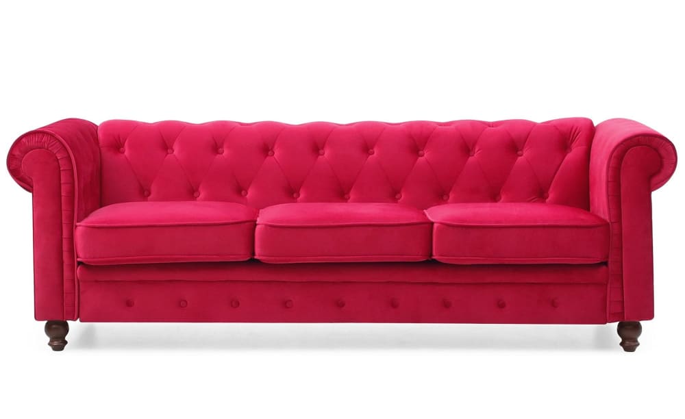 Grand canapé 3 places - velours rouge
