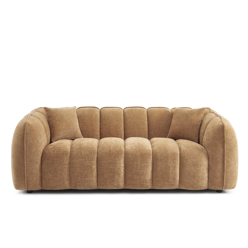 Canapé droit 3 places tissu chenille terracotta Canapé droit 3 places tissu chenille terracotta
