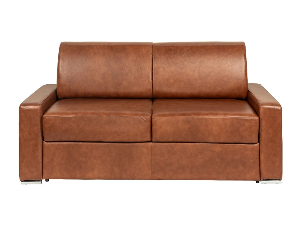 Canapé convertible 100% cuir 3 places marron}