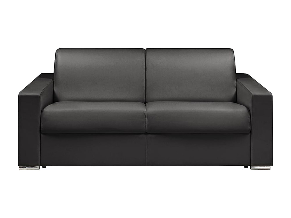 Canapé convertible simili 3 places noir} Canapé convertible simili 3 places noir}