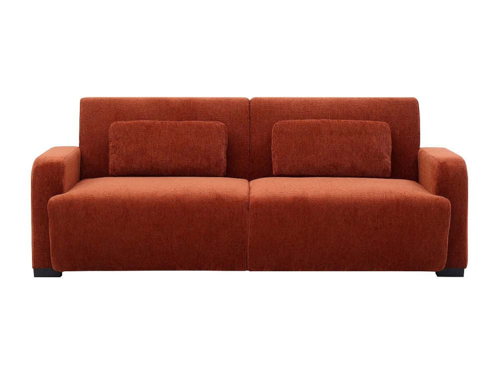 Canapé convertible polyester 3 places terracotta}