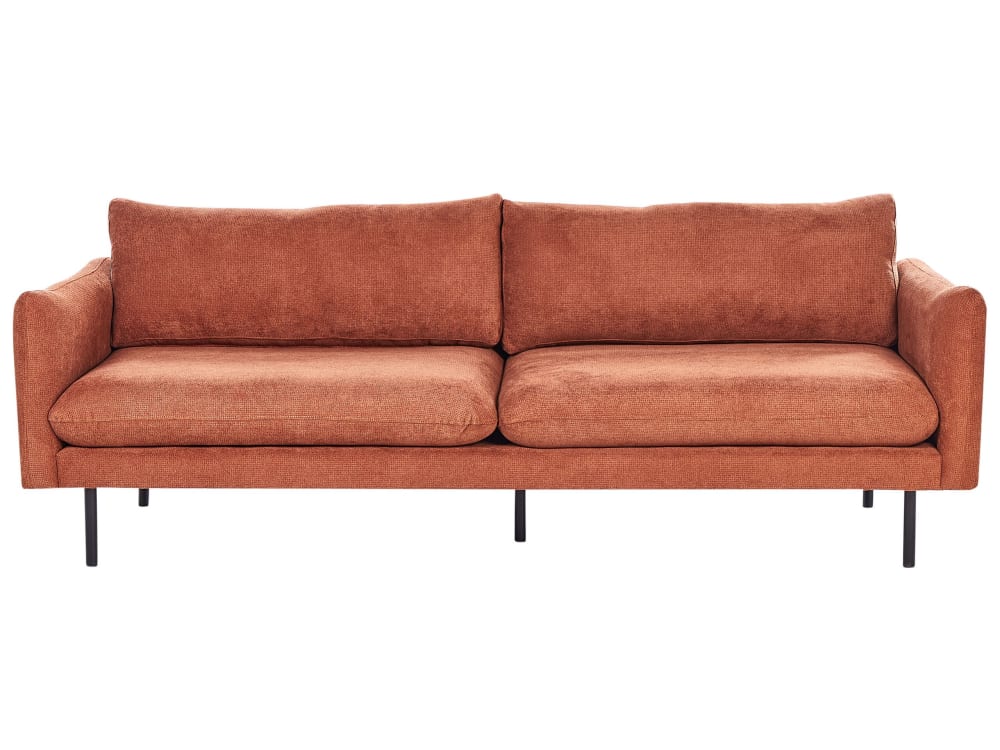 Canapé 3 places 3 personnes en tissu chenille marron