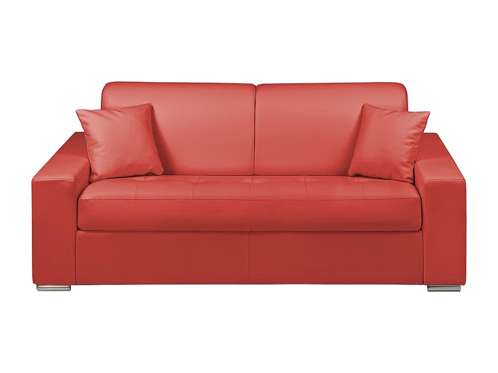 Canapé convertible simili 3 places rouge} Canapé convertible simili 3 places rouge}
