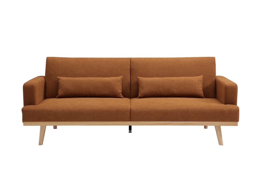 Canapé convertible polyester 3 places terracotta}
