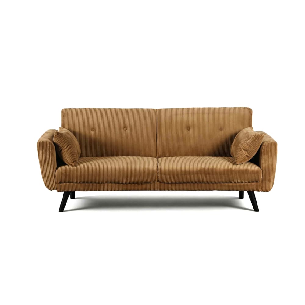 Canapé droit convertible - places velours marron