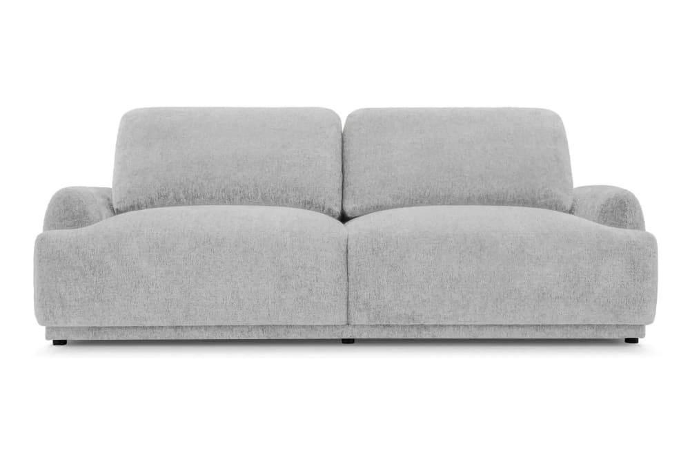Canapé droit convertible tissu chenille 3 places gris clair