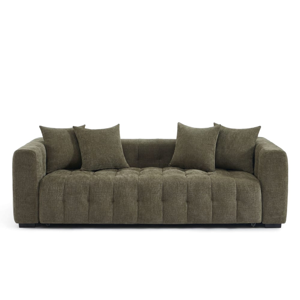 Canapé droit convertible en tissu 3 places vert Canapé droit convertible en tissu 3 places vert