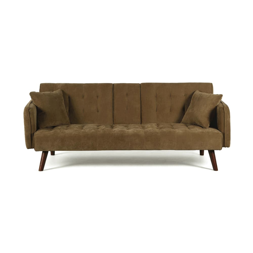 Canapé droit convertible - tissu marron