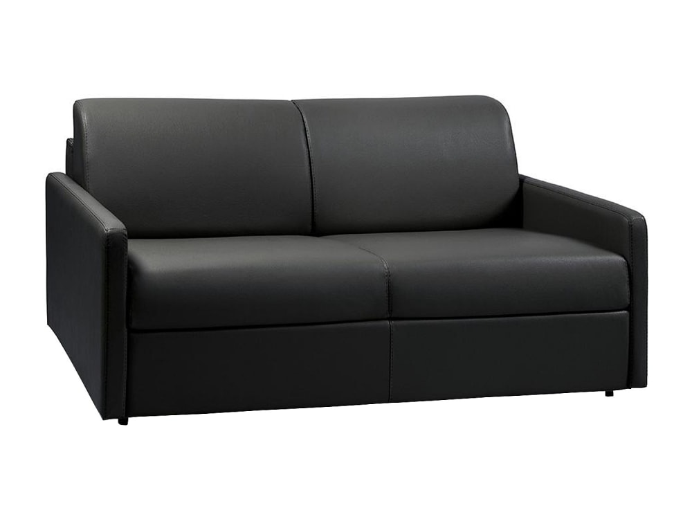 Canapé convertible simili 3 places noir} Canapé convertible simili 3 places noir}