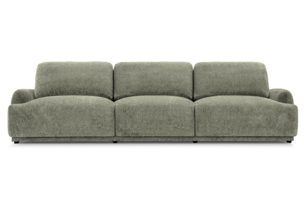 Canapé droit tissu chenille 3 places vert