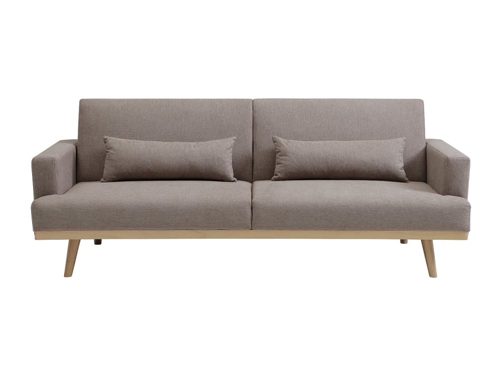 Canapé convertible polyester 3 places taupe} Canapé convertible polyester 3 places taupe}