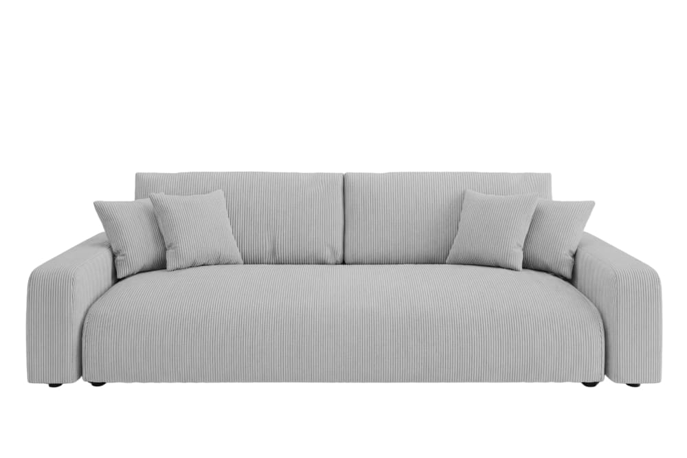 Canapé droit convertible velours côtelé 3 places gris clair Canapé droit convertible velours côtelé 3 places gris clair