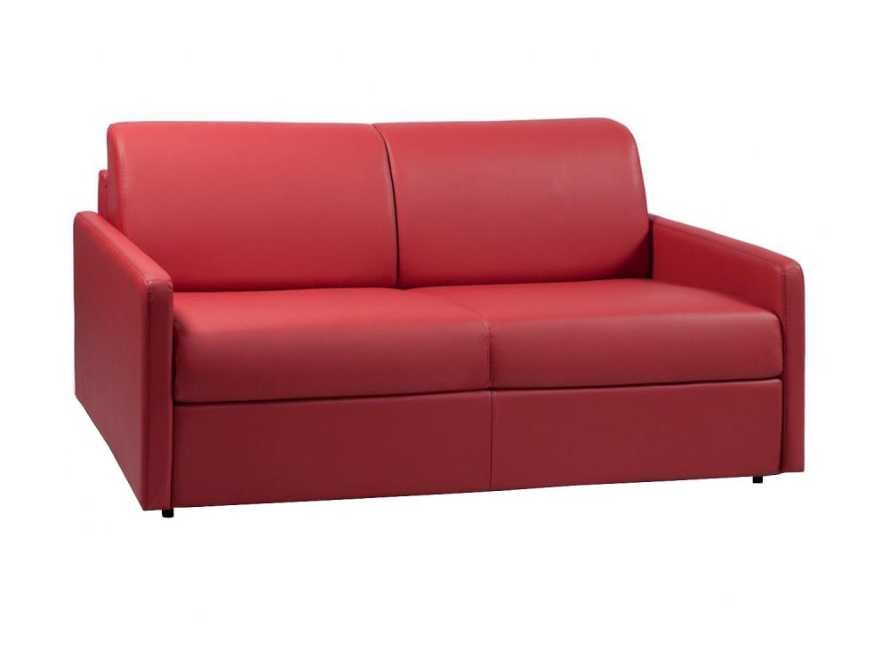 Canapé convertible simili 3 places rouge}