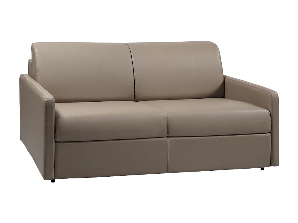 Canapé convertible simili 3 places taupe} Canapé convertible simili 3 places taupe}