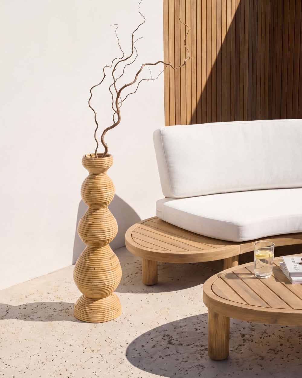 Vase décoratif en rotin naturel h70