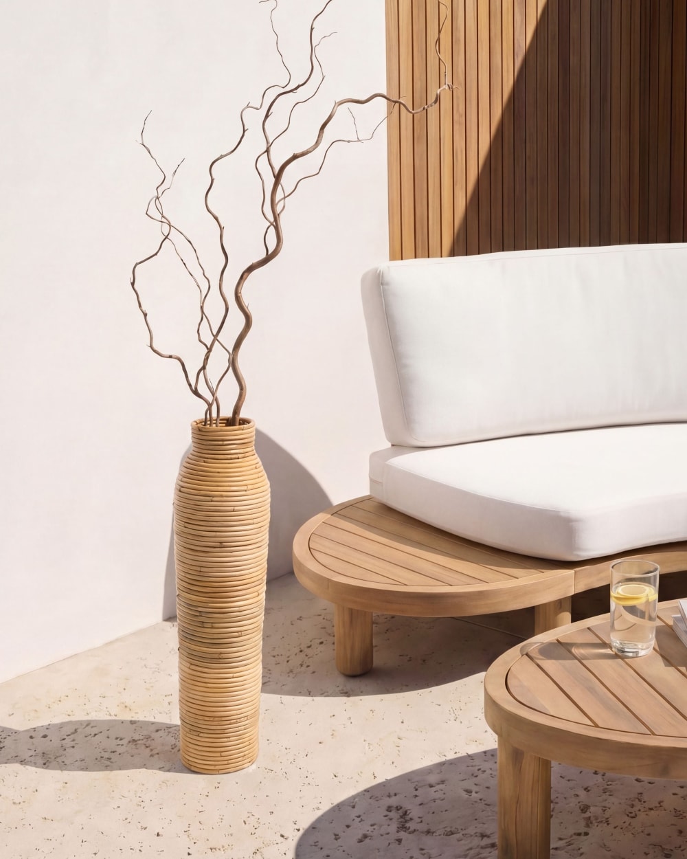 Vase décoratif en rotin naturel h55