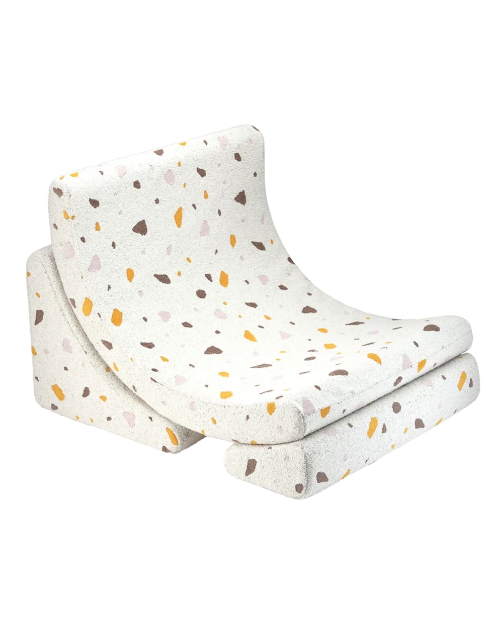 Wigiwama Mondsessel aus Bouclé-Chenille-Gewebe 65 x 55 x 80 cm, Marmor WEISS Öko-Tex Zertifikat PES - POLYESTER Kinder