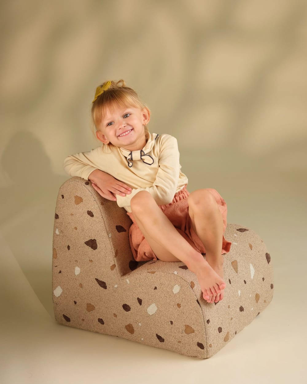 Wolkensessel aus Bouclé-Chenille-Gewebe 50 x 50 x 60 cm, Sand -