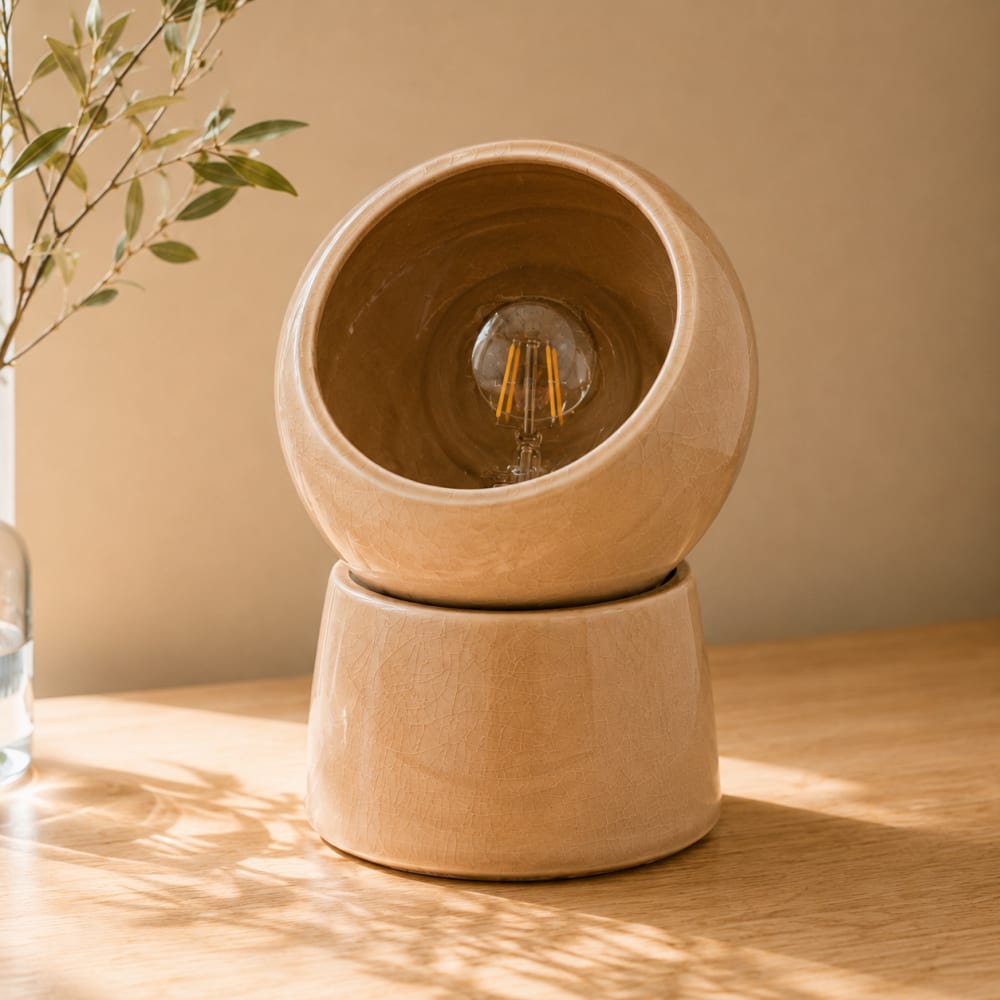 Lampe à poser en céramique beige — vue 3