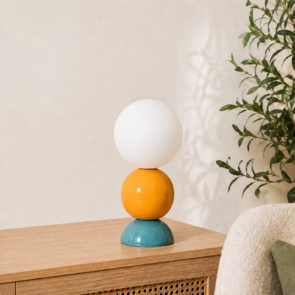 Lampe à poser en céramique bleu et jaune — vue 3