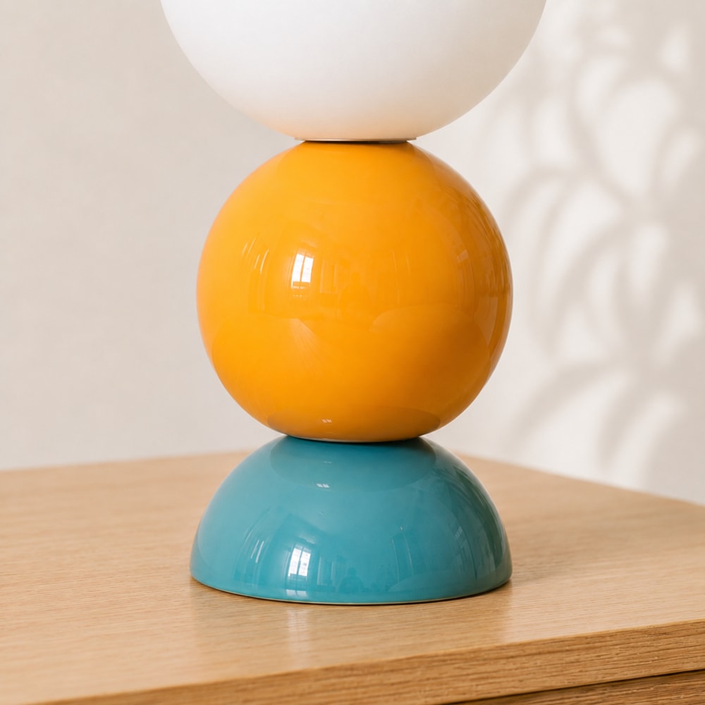 Lampe à poser en céramique bleu et jaune — vue 4