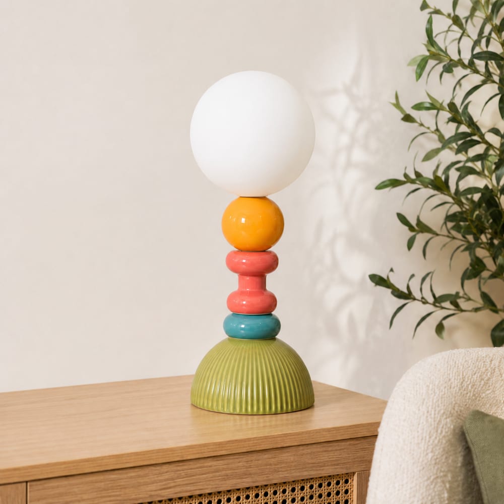 Lampe à poser en céramique multicolore