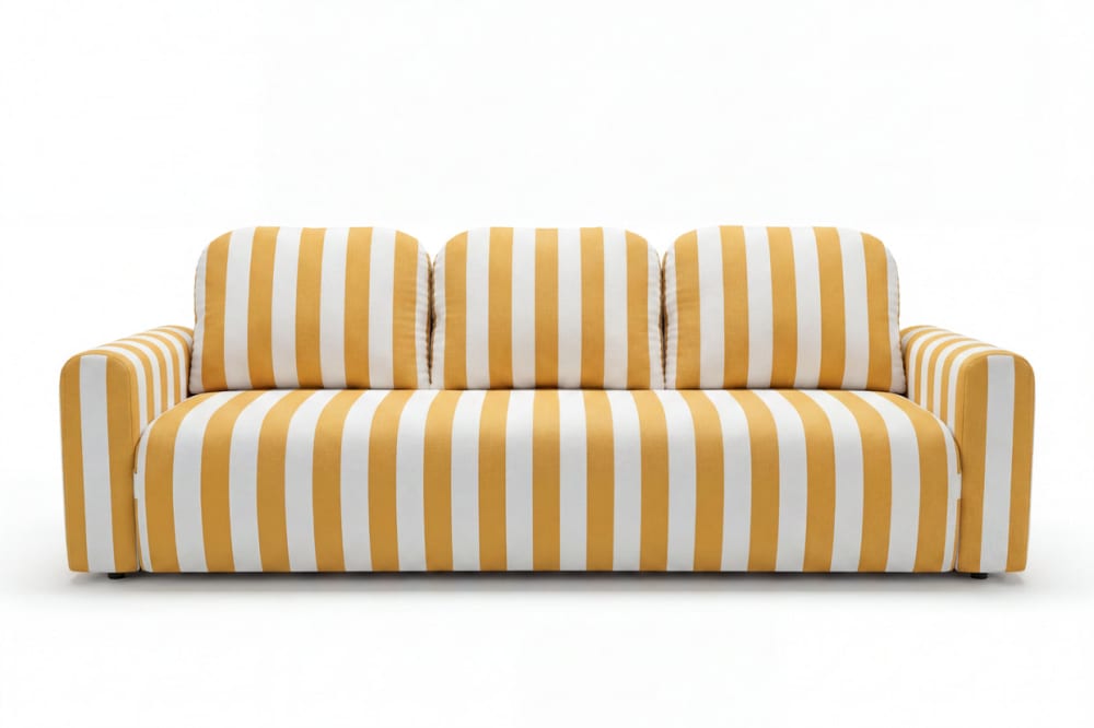 Canapé droit tissu rayé - jaune