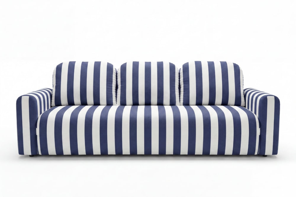 Canapé droit tissu rayé