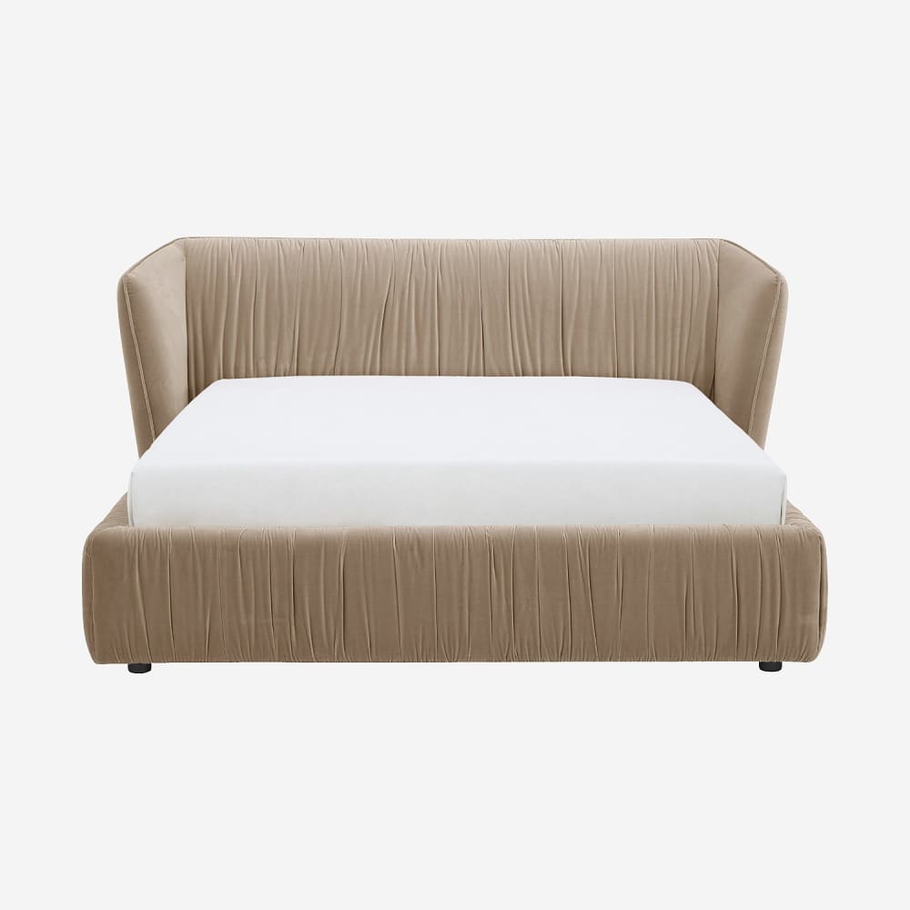 Lit 160 x 200 cm en tissu - beige sable