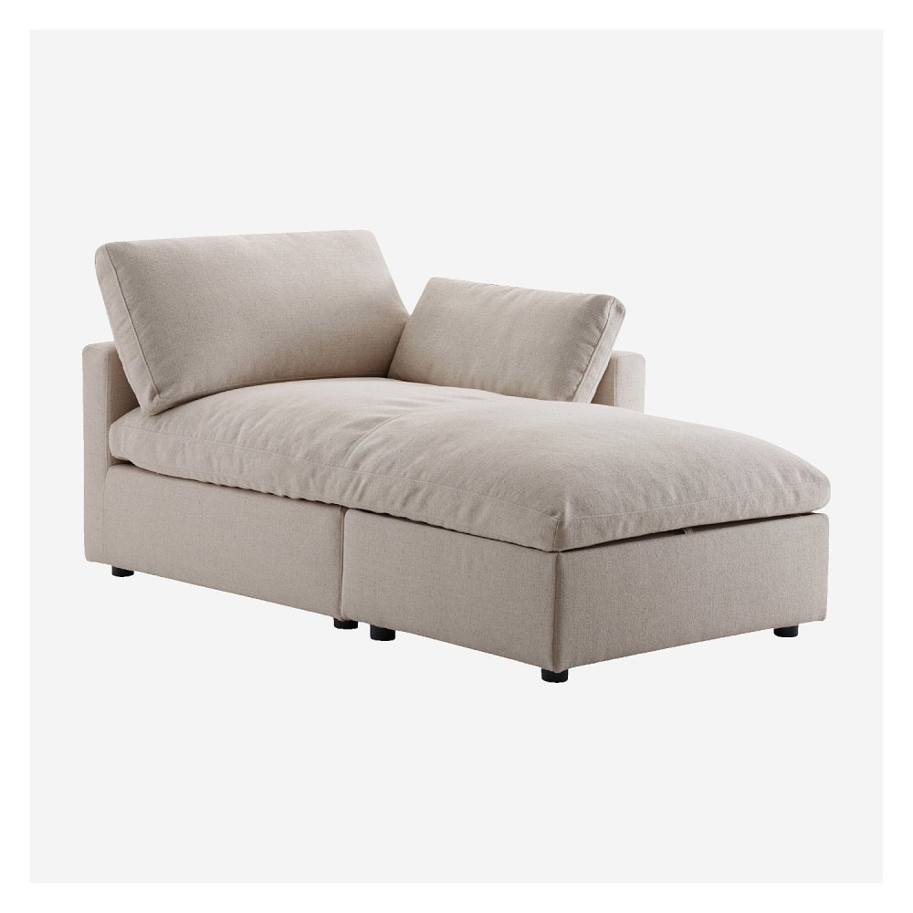 Méridienne coffre réversible en tissu - taupe