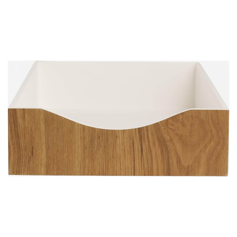 Rangement de bureau en bois avec intérieur laqué blanc