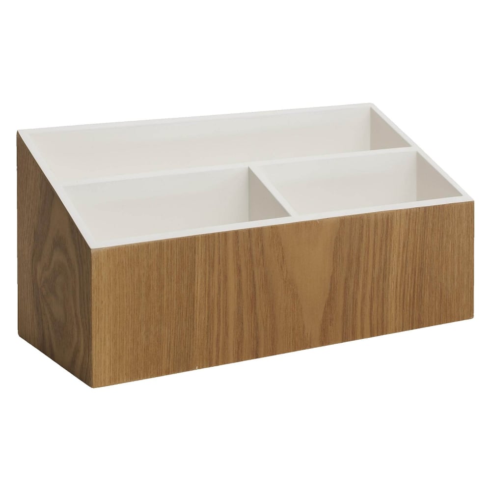 Organiseur de bureau en bois avec intérieur laqué blanc — vue 3