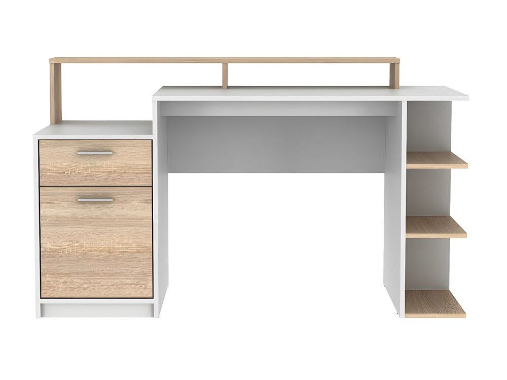 bureau effet bois , blanc