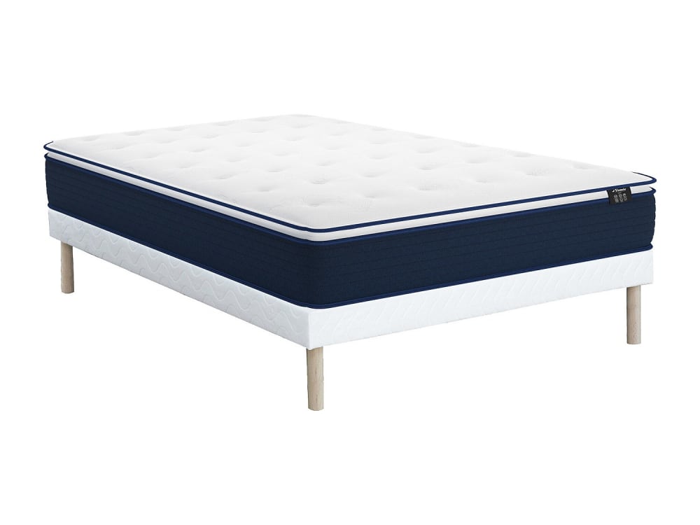 Matelas et sommier tapissier polyester blanc 160 x 200