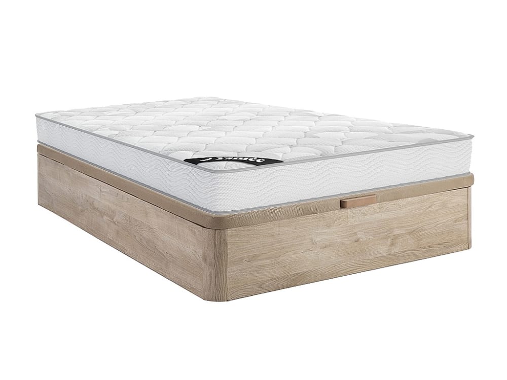 Matelas et sommier coffre panneau de particule naturel clair 140 x 190