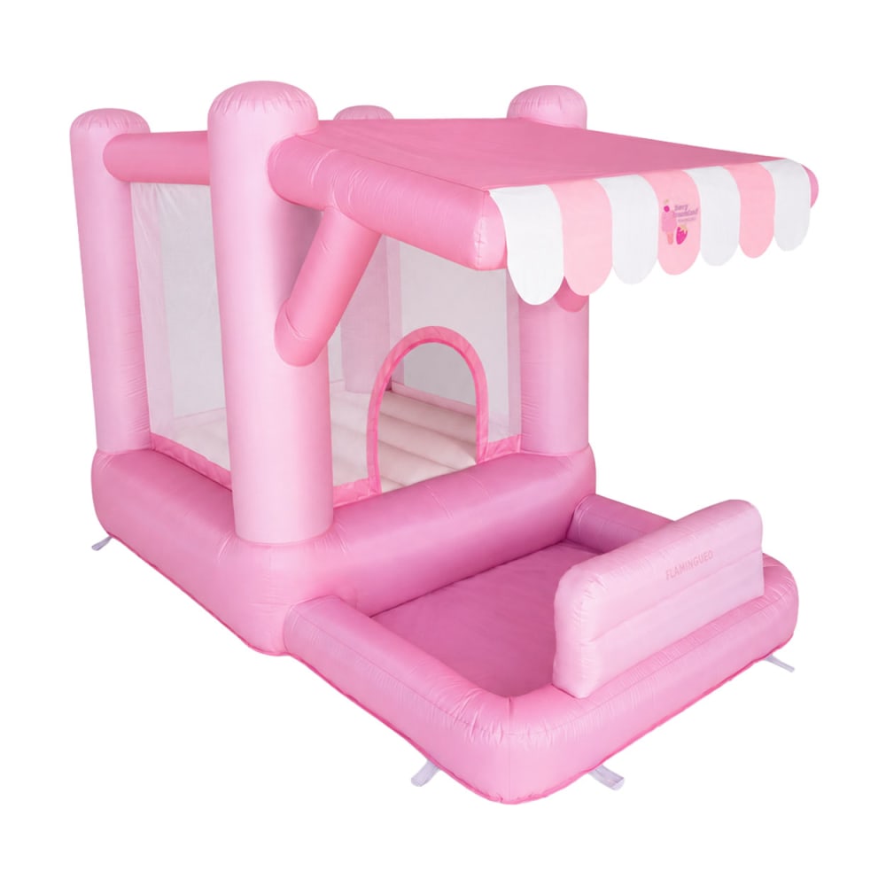 Flamingueo Aufblasbare Kinderburg mit Spielbereich aus PVC rosa - Pvc - Polyvinlychlorid