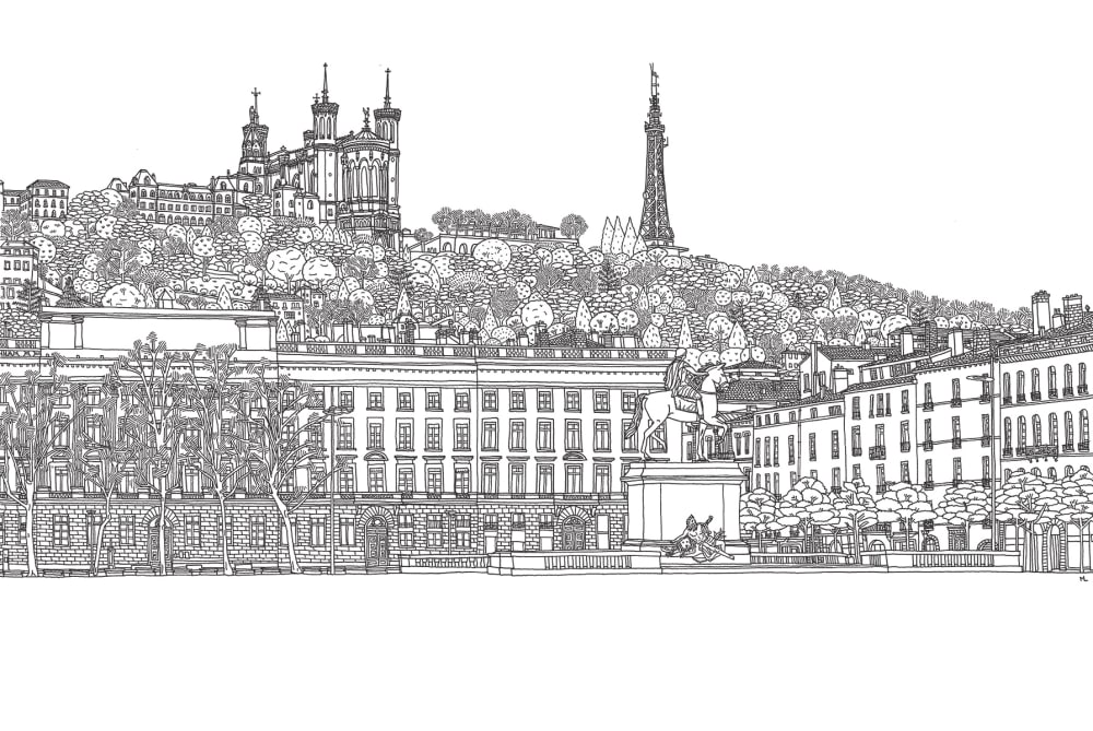 Papier peint lyon place bellecour, 450 x 250cm — vue 3