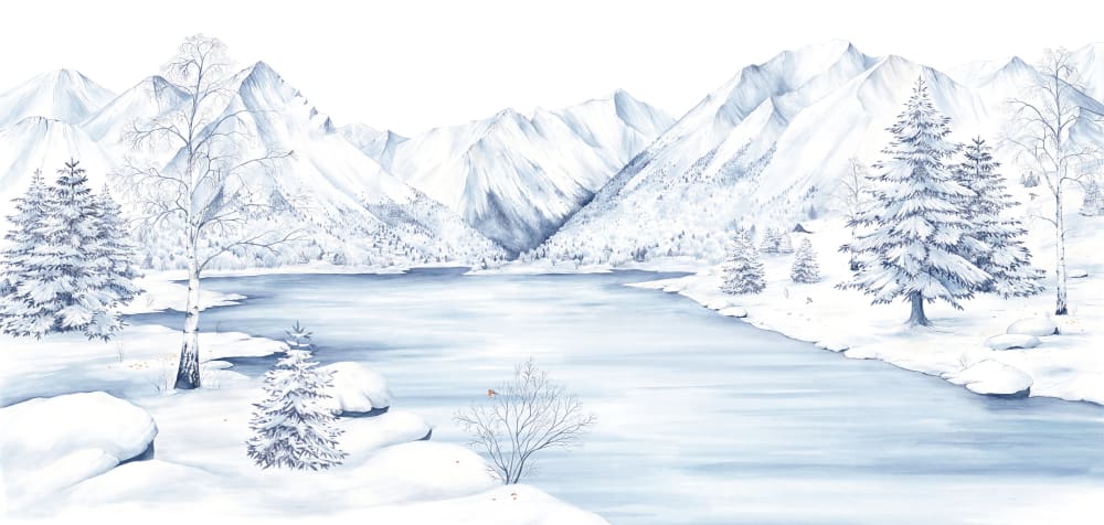 Papier peint le lac de montagne, bleu 450 x 250cm — vue 3