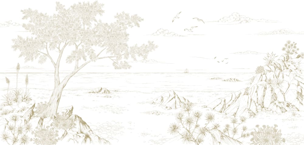 Papier peint la crique méditerranéenne, beige 525 x 250cm — vue 3