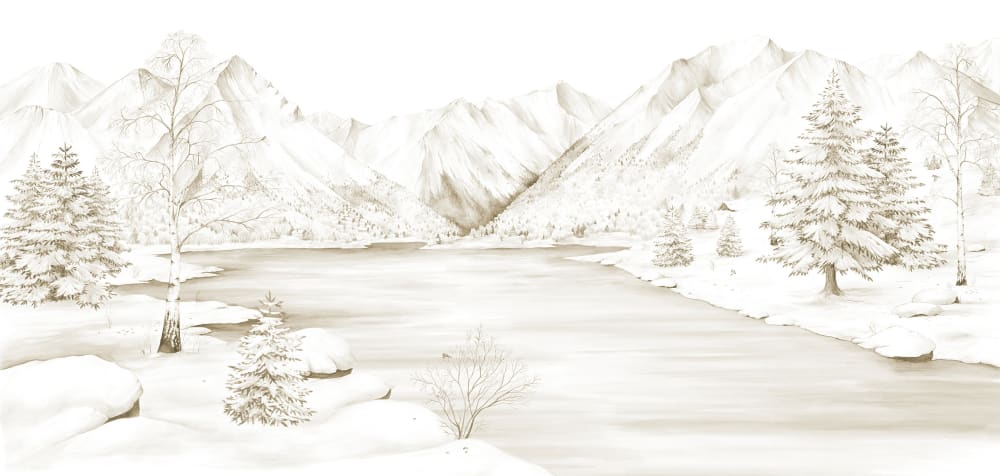 Papier peint le lac de montagne, beige 525 x 250cm — vue 3