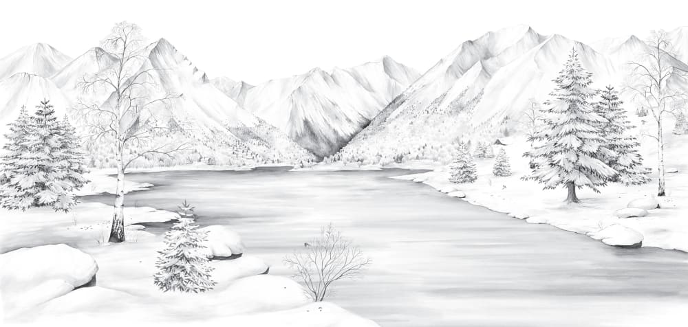 Papier peint le lac de montagne, gris 525 x 250cm — vue 3