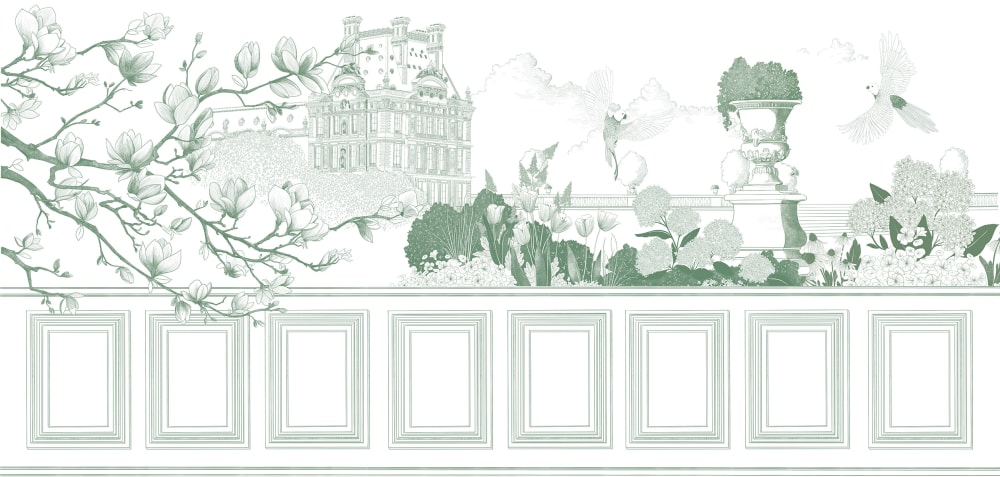 Papier peint jardin parisien sb, vert 525 x 250cm — vue 3