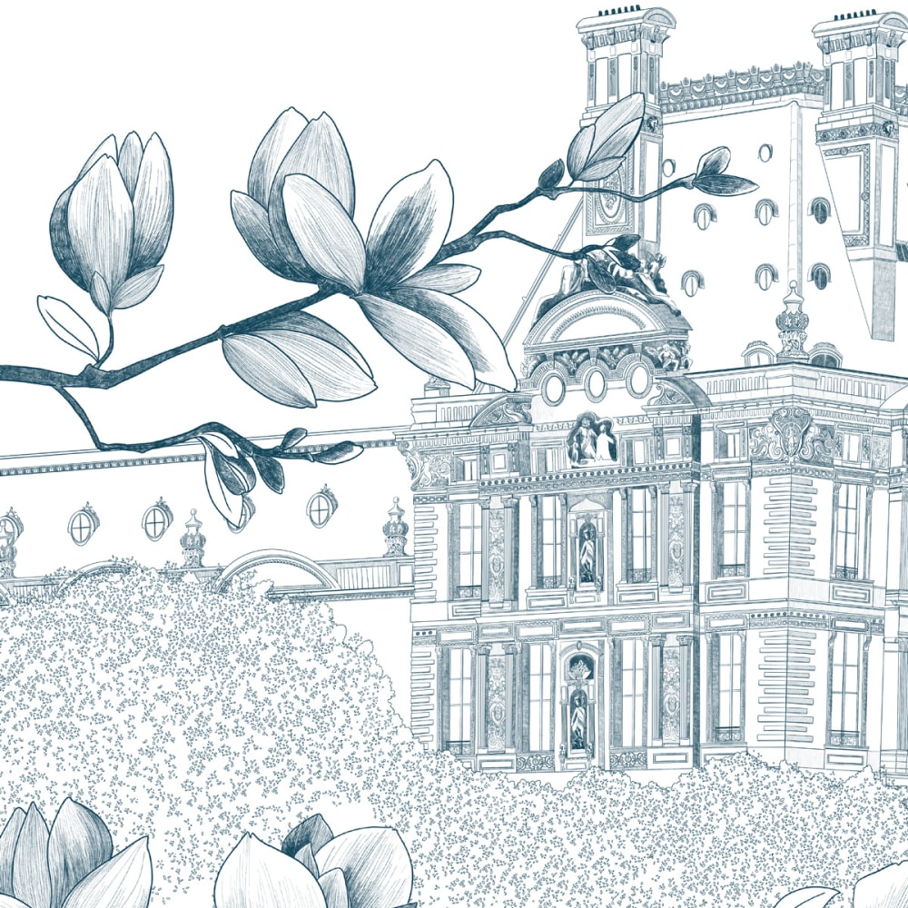 Papier peint jardin parisien, bleu 525 x 250cm — vue 4
