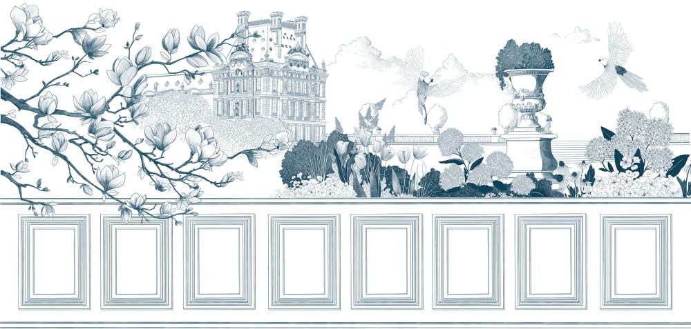 Papier peint jardin parisien sb, bleu 300 x 250cm — vue 3