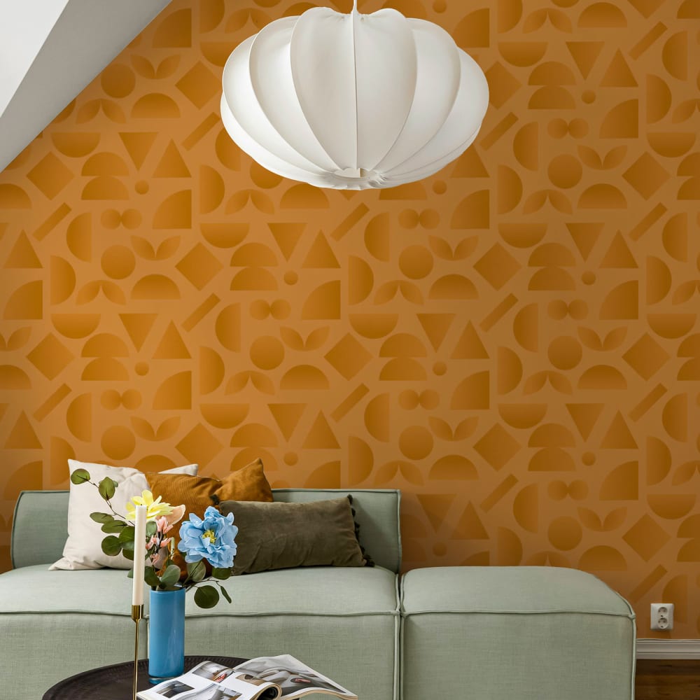Papier peint  kaleido, - jaune