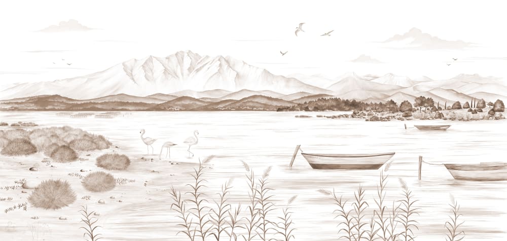 Papier peint l'étang du bord de mer, brun 525 x 250cm — vue 3